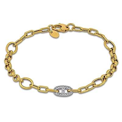 Julianna B 14K Yellow Gold Cubic Zirconia Fancy Link Bracelet 7.5"