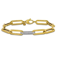 Julianna B 14K Yellow Gold Cubic Zirconia Paper Clip Link Bracelet 7.5"