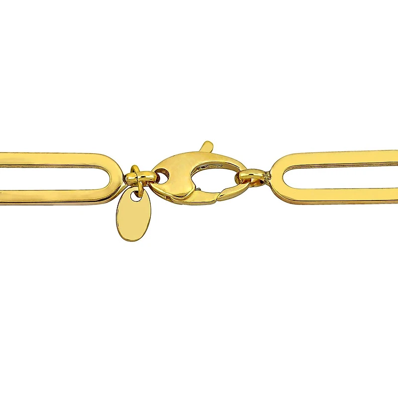 Julianna B 14K Yellow Gold Cubic Zirconia Paper Clip Link Bracelet 7.5"