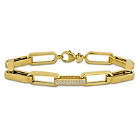 Julianna B 14K Yellow Gold Cubic Zirconia Paper Clip Link Bracelet 7.5"