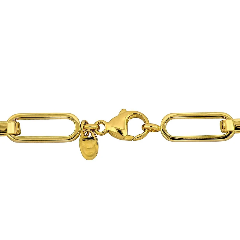 Julianna B 14K Yellow Gold Cubic Zirconia Paper Clip Link Bracelet 7.5"