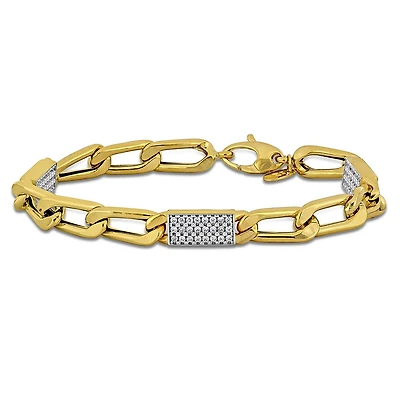 Julianna B 14K Yellow Gold Cubic Zirconia Oval Link Bracelet 7.5"