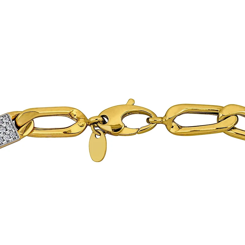 Julianna B 14K Yellow Gold Cubic Zirconia Oval Link Bracelet 7.5"