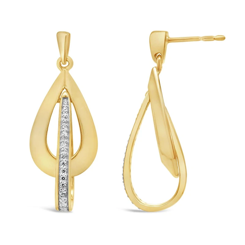 Lab Grown 0.23CTW Diamond Dangle Earrings in 18K Yellow Gold Vermeil