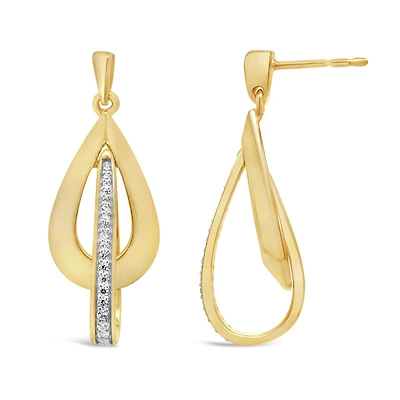 Lab Grown 0.23CTW Diamond Dangle Earrings in 18K Yellow Gold Vermeil