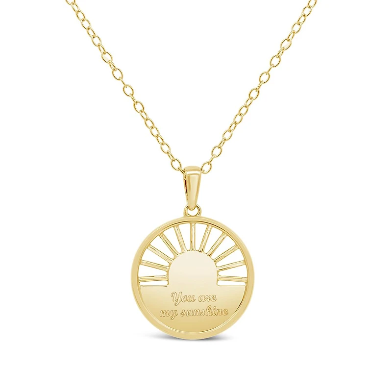 Diamond "You Are My Sunshine" Pendant in 18k Yellow Gold Vermeil