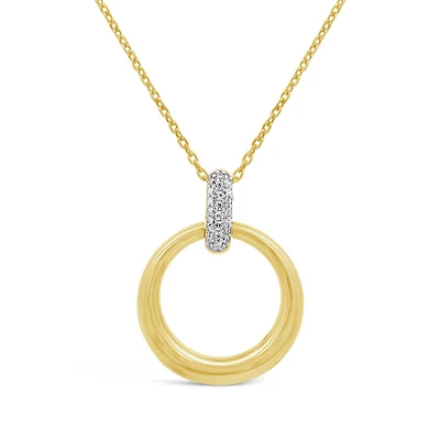 Lab Grown Diamond Circle Pendant in 18K Yellow Gold Vermeil