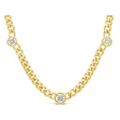 Lab Grown 0.18CTW Diamond Curb Necklace in 18K Yellow Gold Vermeil