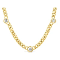 Lab Grown 0.18CTW Diamond Curb Necklace in 18K Yellow Gold Vermeil