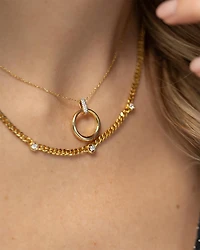 Lab Grown 0.18CTW Diamond Curb Necklace in 18K Yellow Gold Vermeil