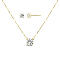 New Brilliance Lab Grown 1.00CTW Diamond Earring Pendant Set in 10K Yellow Gold