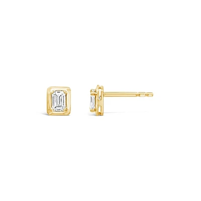 New Brilliance Lab Grown 0.46CTW Emerald Diamond Earrings in 10K Yellow Gold