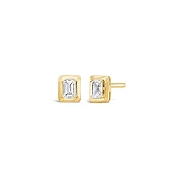 New Brilliance Lab Grown 0.46CTW Emerald Diamond Earrings in 10K Yellow Gold