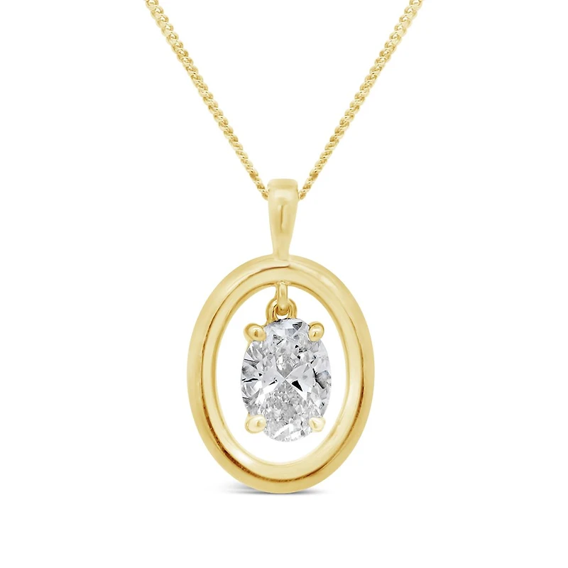 New Brilliance Lab Grown 0.50CT Oval Diamond Pendant in 10K Yellow Gold