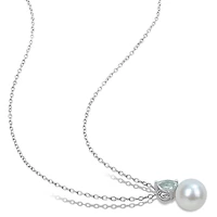 Julianna B Sterling Silver Aquamarine & 8.5-9MM Pearl Pendant