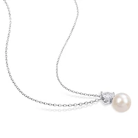 Julianna B Sterling Silver Created Sapphire & 8.5-9MM Pearl Pendant