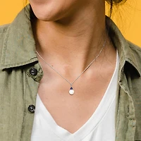 Julianna B 10K White Gold Created Blue Sapphire & 8-8.5MM Pearl Pendant