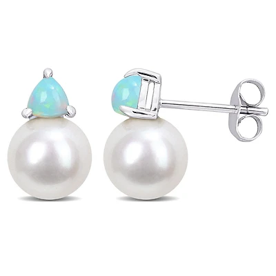 Julianna B 10K White Gold Opal & 8-8.5MM Pearl Earrings