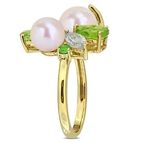 Julianna B Yellow Plated Sterling Silver Pearl, Peridot & Tsavorite Ring