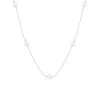 14K White Gold Tin Cup 7mm Freshwater Pearl 18" Necklace