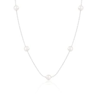 14K White Gold Tin Cup 7mm Freshwater Pearl 18" Necklace