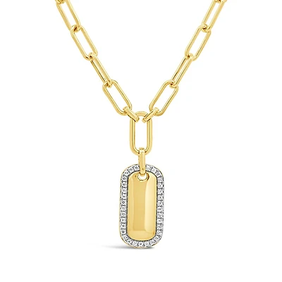 Lab Grown 0.23CTW Diamond Paperclip Necklace in 18K Yellow Gold Vermeil