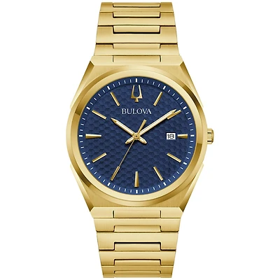 Bulova Classic Gold Stainless Steel Quartz Men's Watch Navy Face - 97B233