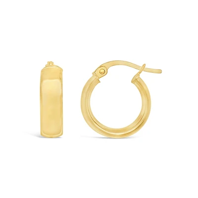 10K Yellow Gold 10MM Square Tube Hoop Earring