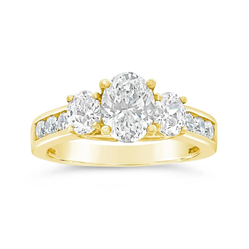 New Brilliance Lab Grown 2.00CTW Diamond Three-Stone Ring in 14K Yellow Gold
