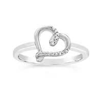 Diamond Heart Promise Ring in Sterling Silver