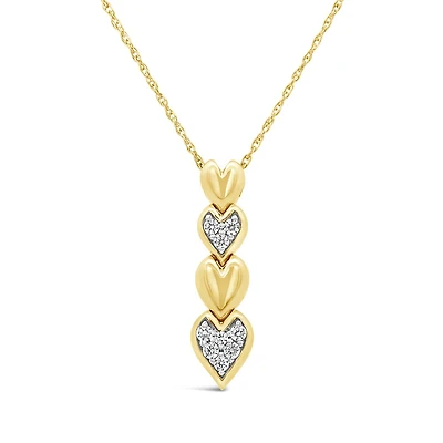 Loving Hearts Lab Grown 0.18CTW Diamond Necklace in 18K Yellow Gold Vermeil
