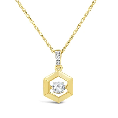 New Brilliance Lab Grown Dancing Diamond Pendant in 10K Yellow Gold
