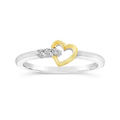 Diamond Promise Ring in Sterling Silver and 10K Yellow Gold