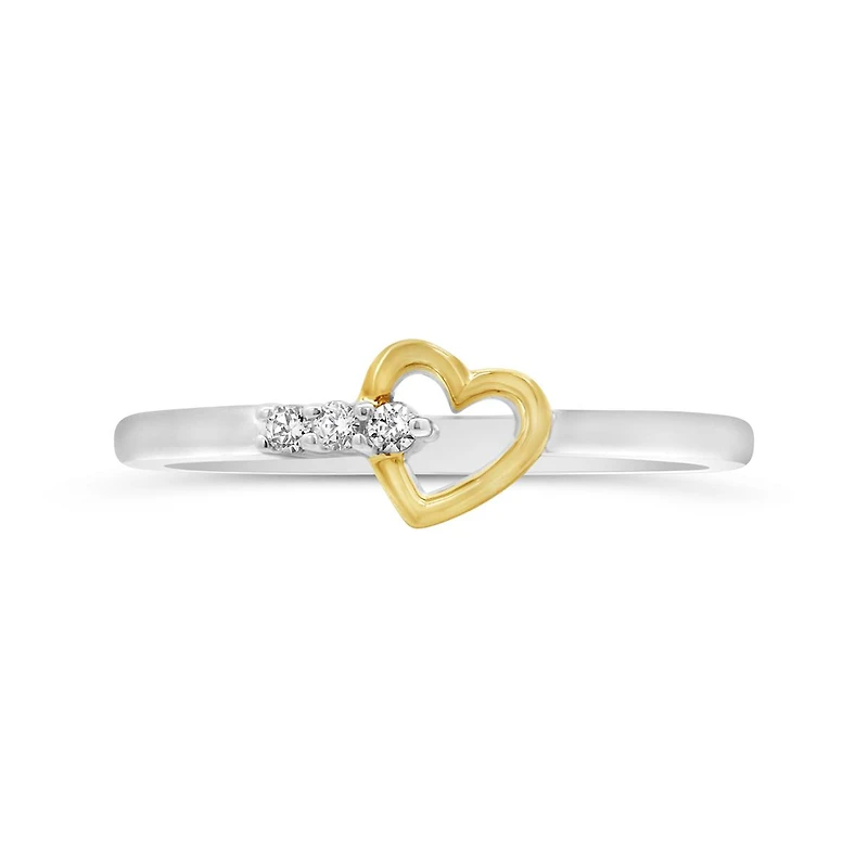 Diamond Promise Ring in Sterling Silver and 10K Yellow Gold