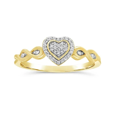 Diamond Heart Promise Ring in 10K Yellow Gold