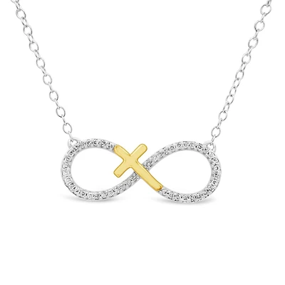 Infinite Love 0.12CTW Diamond Necklace in Sterling Silver & Yellow Gold Plating