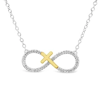 Infinite Love 0.12CTW Diamond Necklace in Sterling Silver & Yellow Gold Plating