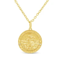 Diamond Saint Christopher Pendant in 18K Yellow Gold Vermeil