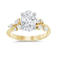 New Brilliance Lab Grown 2.30CTW Oval Diamond Ring in 14K Yellow and White Gold
