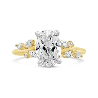 New Brilliance Lab Grown 2.30CTW Oval Diamond Ring in 14K Yellow and White Gold