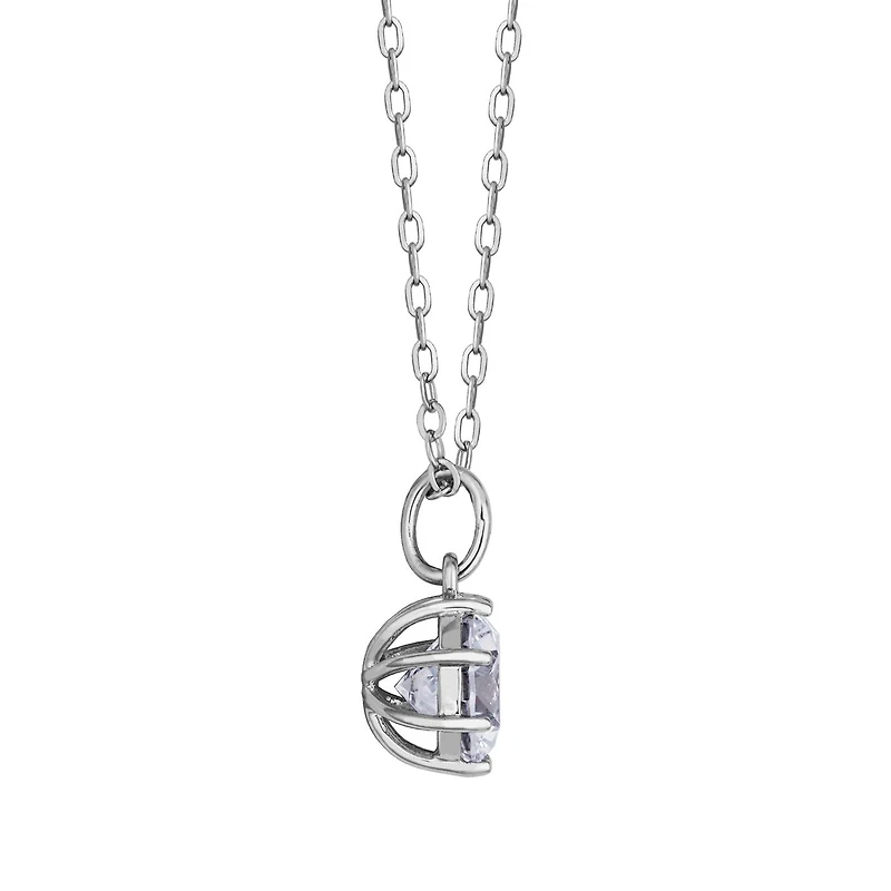 Sterling Silver 8MM Cubic Zirconia Solitaire Pendant
