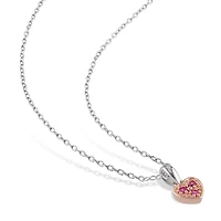 Julianna B Children's Rose Plated Sterling Silver Created Pink Sapphire Pendant