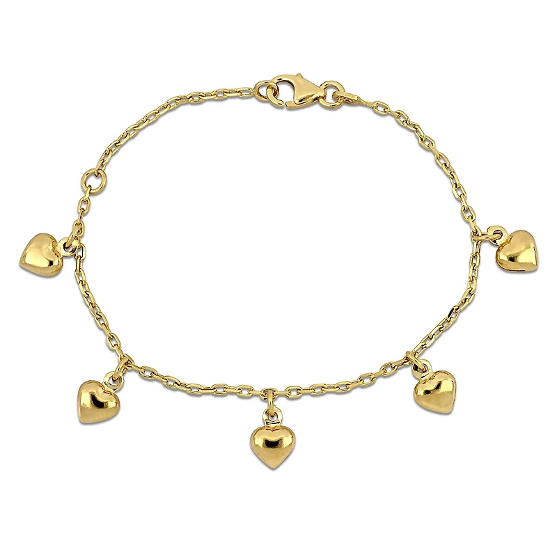 Julianna B Children's 14K Yellow Gold Heart Charm Bracelet 4.5"+1" Extender