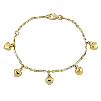Julianna B Children's 14K Yellow Gold Heart Charm Bracelet 4.5"+1" Extender