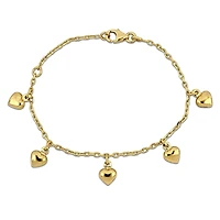 Julianna B Children's 14K Yellow Gold Heart Charm Bracelet 4.5"+1" Extender