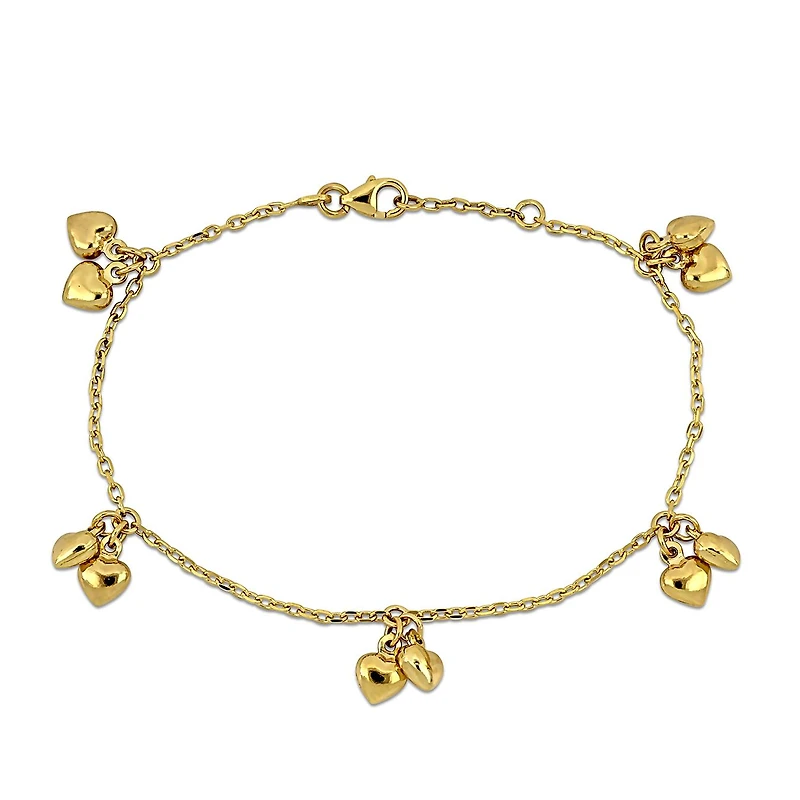 Julianna B Children's 14K Yellow Gold Heart Charm Bracelet 6.5"+.5" Extender