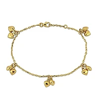 Julianna B Children's 14K Yellow Gold Heart Charm Bracelet 6.5"+.5" Extender