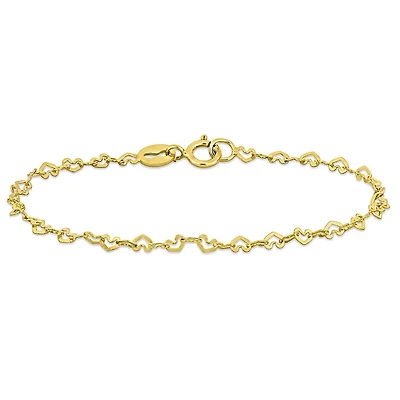 Julianna B Children's 14K Yellow Gold Heart Link Baby Bracelet 5"