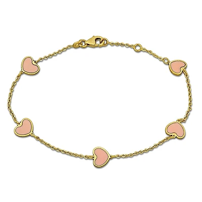 Julianna B Children's 14K Yellow Gold Enamel Heart Bracelet 6.5"+.5" Extender