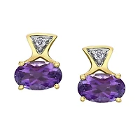 10K Yellow Gold Amethyst & Diamond Earrings